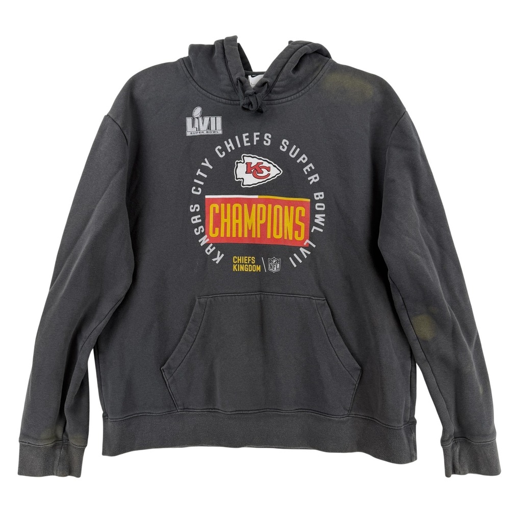 Nike Kansas City Chiefs Hoodie Mens Large Gray NFL Super‎ Bowl LVII Champions
